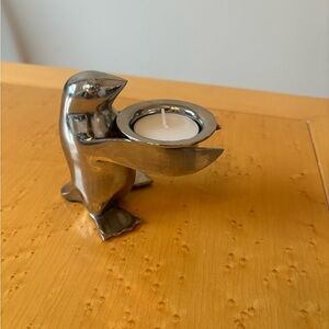 Silver Plate Penguin Candle Holder